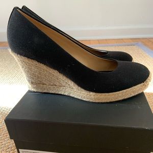 J Crew Black espadrille wedges in canvas